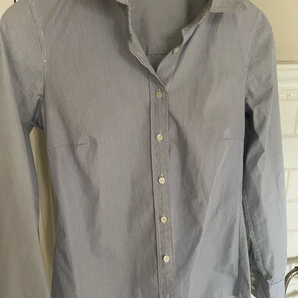 Classic Blue Pinstripe Women’s Button-Down Shirt